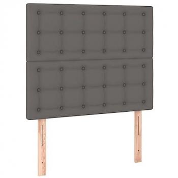 Cabecero con luces LED cuero sintético gris 80x5x118/128 cm