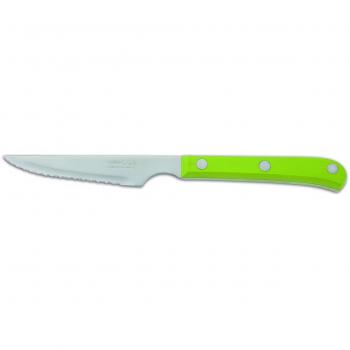 Cuchillo chuletero Arcos de Mesa 374821 con mango verde y hoja de acero inoxidable de 11 cm en caja