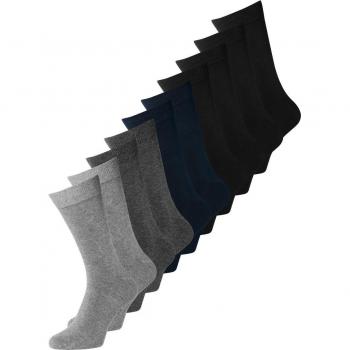 Jack & Jones 10 Pack Men's Comfortable Crew Socks - Dark Grey Melange, One Size