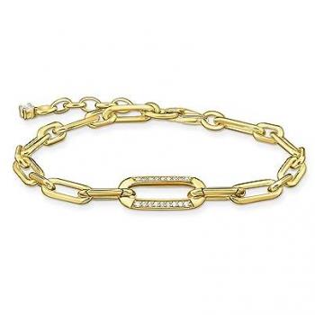 Thomas Sabo Gold Plated Sterling Silver Bracelet with White Zirconia Links for Women