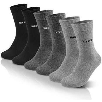 HIKARO Marca Amazon Calcetines Hombre y Mujer, Negro Algodon Invierno Termicos Trabajo Deportes Calcetines 6 Pares, 47-50