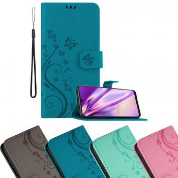 Funda Libro Azul Floral para Samsung Galaxy A30S / A50 S / A50 con Cierre Magnético, Soporte y 3 Tarjeteros