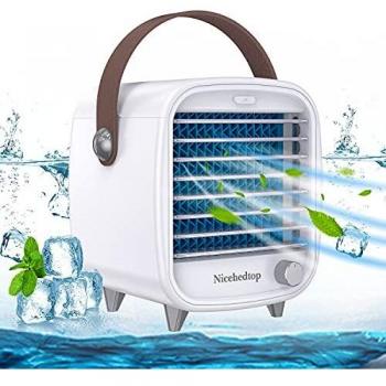 Nicehedtop Mini Enfriador Aire Acondicionado Portátil USB Móvil Escritorio,Mini Aire Acondicionado Portátil con Hielo Humidificador,Mini Aire Acondicionado Portatil Pequeño Bajo Consumo