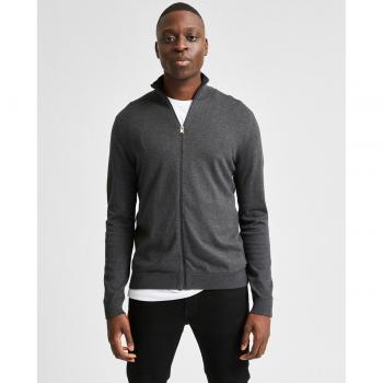 Selected Homme Full Zip Cardigan - Berg Model in Anthracite Melange, Size S