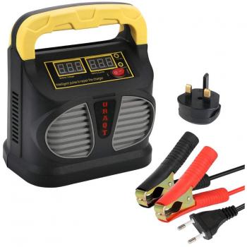 Cargador de Batería, URAQT 10A 12V/24V Mantenimiento Automático e Inteligente con Múltiples Protecciones para Automóviles, Motocicletas, ATVs, RVs, Powersports, Barco