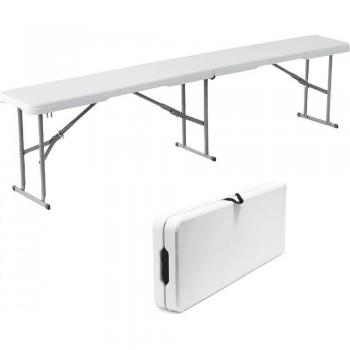 Banco de Plástico Blanco Plegable para Bar de Camping o Picnic 183x28x43cm