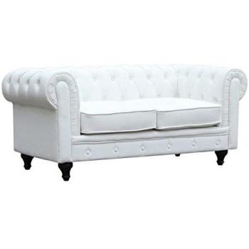 Sofá CHESTERFIELD ALIZA - 2 PLAZAS - BLANCO