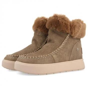 Gioseppo Botas de mujer estilo australianas de piel con brillo y forro de pelo modelo Tovelde en color gris y taupe, número 39