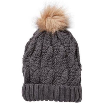 fraenklis Strickmütze Grobstrick Mütze mit Bommel - Gorro de esquí para mujer, color gris, talla 55/57