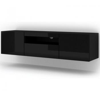 Mueble para TV Aura 150 cm efecto madera negro brillante