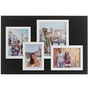 Marco de Fotos Múltiple Moderno Negro de Madera 62 x 42 cm para 4 Fotos con Cristal DMF