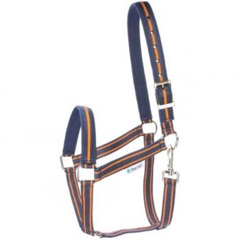 Cabezada de Cuadra Bucas Nylonhalfter Dublin Cob Marino/Naranja
