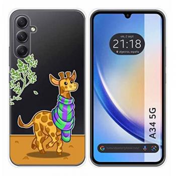 Funda Silicona Transparente Jirafa para Samsung Galaxy A34 5G