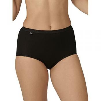 Sloggi Basic+ Women's Maxi Briefs - Black Cotton Size 38
