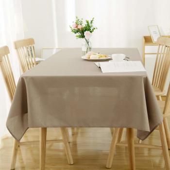 Deconovo Manteles de Mesa Rectangular Efecto Lino para Comedor 130 x 220 cm Caqui Claro
