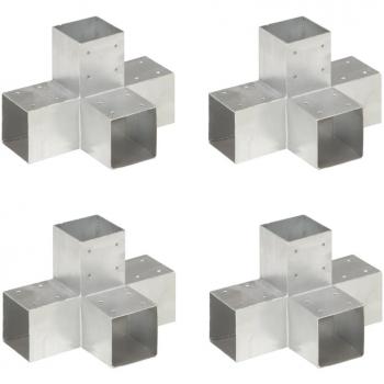 Conectores de postes en X 4 uds metal galvanizado 91x91 mm