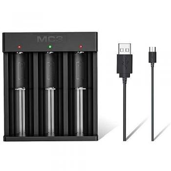 XTAR MC3 Micro USB Li-ion Charger for 3.6V/3.7V Li-Ion/IMR/INR/ICR 10440 14650 16340 17670 18350 18490 18500 18650 18700 20700 21700 22650 25500 26650 Batteries 3 Slots