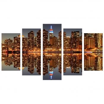 SuperStudio LO+DEMODA HPP099-87 - Lienzo pirámide de 5 Piezas, diseño Manhattan Skyline