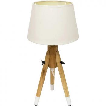 Lámpara trípode de madera con pantalla STYLE HOUSE, dimensiones 24 x 48 x 24 cm, fabricada en MDF natural