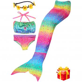 2017 Verano cola Nado Estilo sirena Niña De Tres Conjuntos De Material Cómodo Bikini hermosa corona de cortesía
