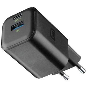 Cargador de pared compacto Multipower 2 GaN 65W con 2 puertos USB-C y USB-A, Negro