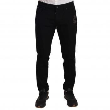 Dolce & Gabbana Black Skinny Fit Denim Side Band Jeans Pant - IT48 | M