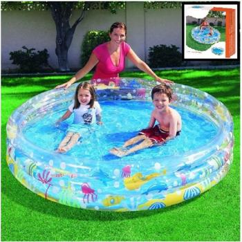 Piscina Inflable Acuario 3 Anillos 183 x 33 cm Redonda para Jardín sobre Tierra