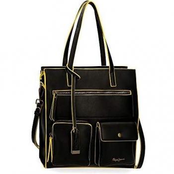 Pepe Jeans Zoe Bolso Negro 30x32x13 cms Piel Sintética