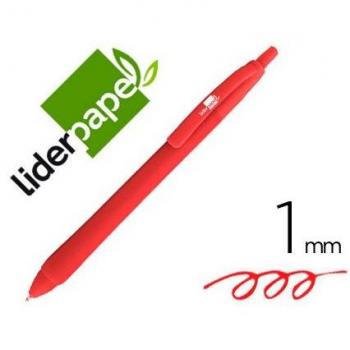 Bolígrafo Liderpapel Gummy Touch Retráctil 1.0mm Tinta Roja