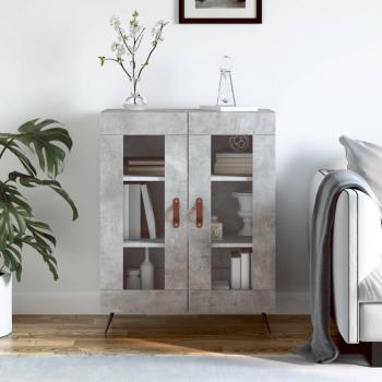 Aparador de madera de ingeniería 69,5x34x90 cm con acabado en gris hormigón, mueble de almacenaje para salón, armarios con puertas y un cajón de madera, diseño moderno tipo buffet, armario
