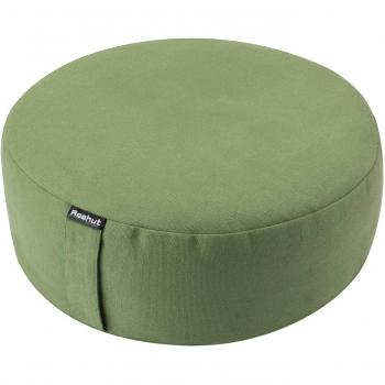 REEHUT Almohada y Cojín de Apoyo para Meditación y Yoga Zafu Relleno de Alforfón-Redonda y Orgánica de Cáñamo de Algodón