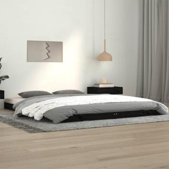 Estructura de cama de madera maciza de pino negro 140x190 cm vidaXL - Negro