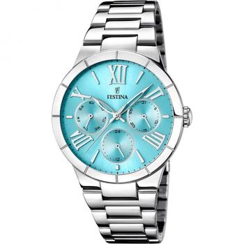 Festina Boyfriend F16716/4 Reloj de Mujer con Esfera Azul y Correa de Acero Plateado