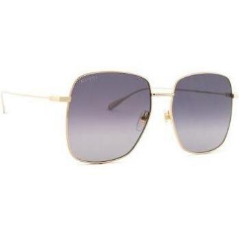 Gucci GG1031S 001 59 Square Oversized Sunglasses with Gold Frame and Gradient Grey Lenses, Yellow female, Size: 59 MM