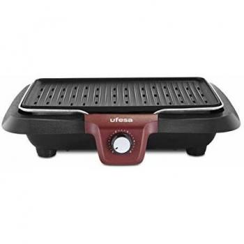 Ufesa BB7650 Plancha Eléctrica, 2000W, Superficie de Cocción 38x24,5cm, Placa de Aluminio Antiadherente, Apagado Automático, Termostato Ajustable, Apto para Lavavajillas, Baja Generación de Humo
