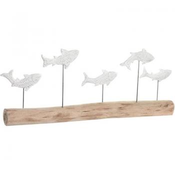 Figura Decorativa Espiral de Mango en Resina y Madera - Marrón y Blanco