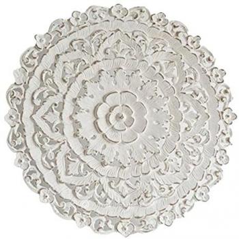 Decoración de Pared DKD Home Decor Blanco Mandala Madera MDF (90 x 2 x 90 cm)