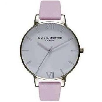 Olivia Burton Women's Silver & Pink Big Dial Watch (38 mm)