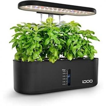 iDOO Huerto de Interior con Temporizador Automático, Jardín Inteligente de 10 vainas, Lámpara LED de Crecimiento, Alarma de Escasez de Agua, Altura Ajustable, ID-IG303 Kit de Germinación