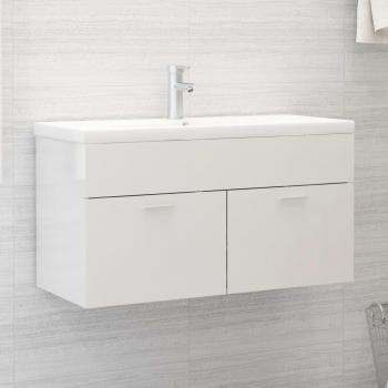 Mueble con lavabo blanco brillante de aglomerado