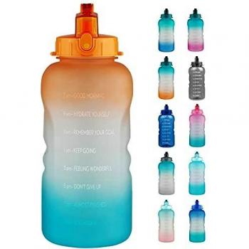 Reeho 3.8 L Botella Agua Deporte, Botella Plastica Tritan Reutilizable 1 Galón, Botella Agua Gimnasio con Marcador de Tiempo para Athletic, sin BPA