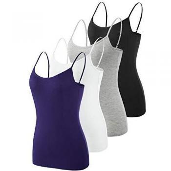 Vislivin Camiseta sin Mangas con Tirantes Finos Ajustables con Camisola sólida básica para Mujer Negro/Gris/Blanco/Azul Oscuro S