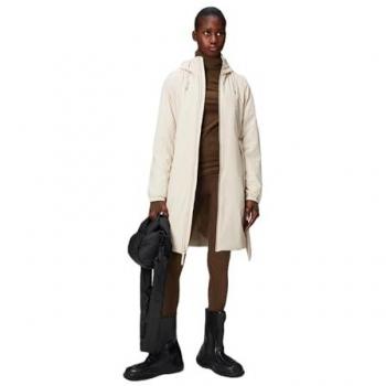 Rains Lohja Long Insulated Curve Jacket - Beige Women's Outerwear