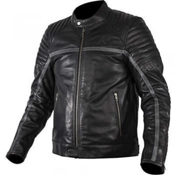 Rukka Yorkton - Chaqueta de piel para motocicleta, color negro y plateado, talla 54