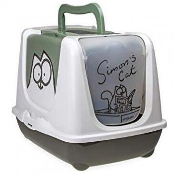 Arenero cubierto Simon's Cat para gatos - Gris con verde y blanco