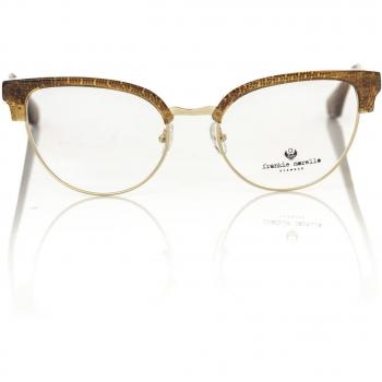 Frankie Morello Brown Metallic Fibre Frames - Female Glasses, Brown, Size: ONE SIZE, Glitter Clubmaster Eyeglasses