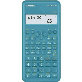 Casio FX-220 Plus - Calculadora científica de bolsillo, 2 líneas, con batería, color azul