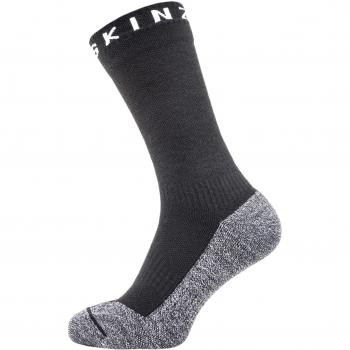 Seal Skinz Waterproof Soft Touch Mid Length Sock with Bamboo Suitable for Walking, Cycling, Hiking, Sailing, Camping-Multi Use Calcetines, Negro, Gris y Blanco, X-Large