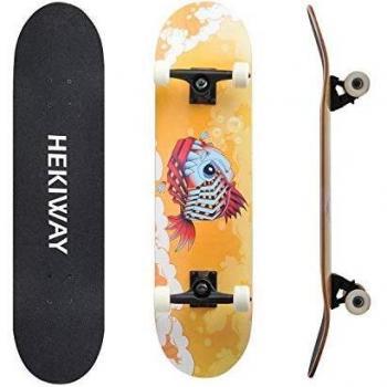 HEKIWAY Tabla de monopatín, tabla completa con rodamientos ABEC-7 de 7 capas 90 A de arce, monopatín para adultos y niños, 31 x 8 x 5 lnches de carga 220 lb para principiantes y profesionales
