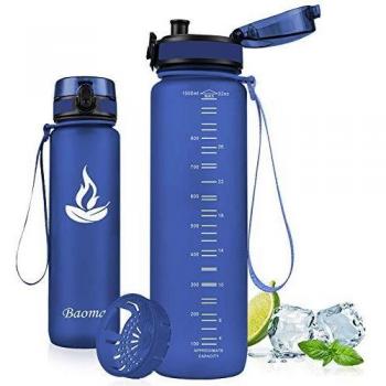 Baomay Botella de Agua Deportiva 500ml, Adultos/Niños Bottle con Filtro, Bidon de Bebidas Plástico Tritan, para Gimnasio, Ciclismo, Trekking | Sin-BPA & Impermeable & Reutilizable